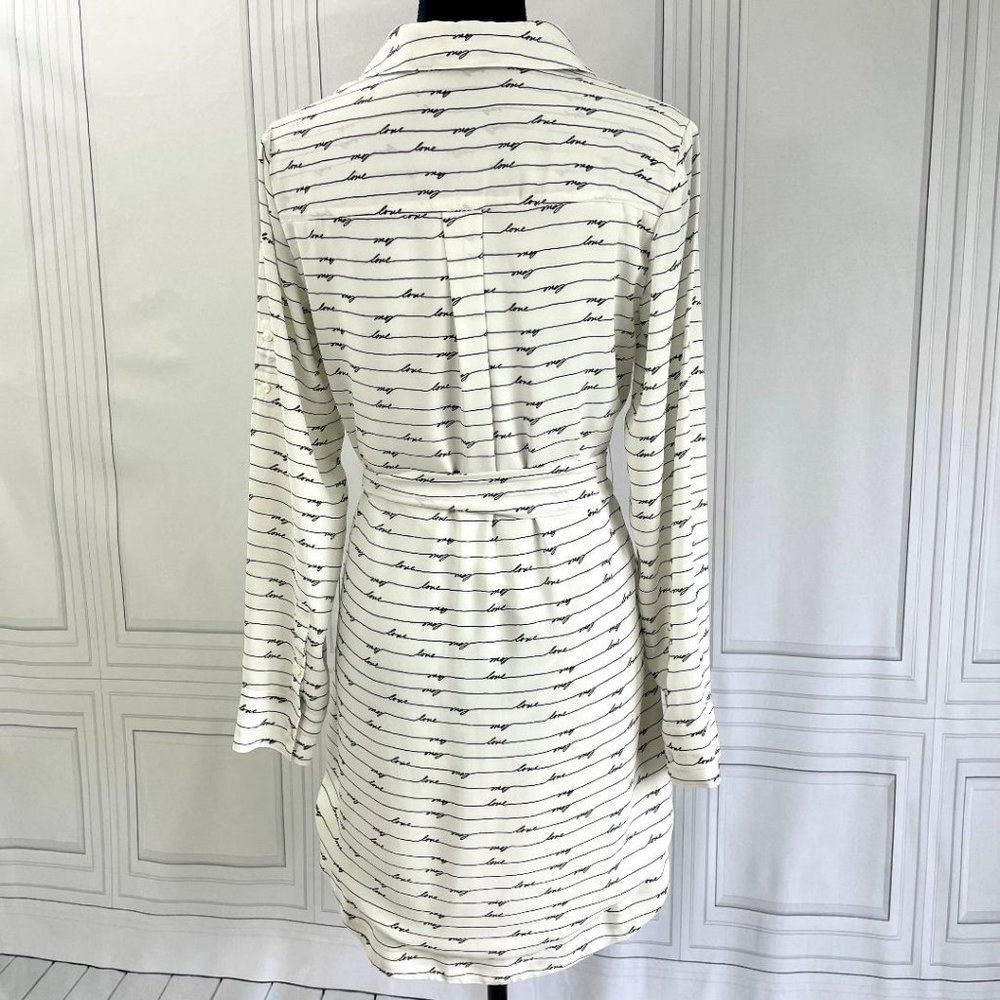 Express Love Script Ivory Button Down Tunic Dress… - image 2
